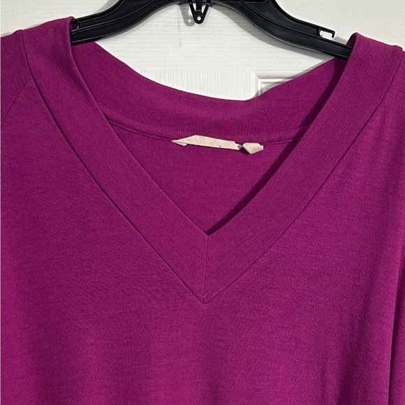 Soft Surroundings Madeline v-neck top, size L, pink, asymmetric, fall, autumn - Picture 2 of 10
